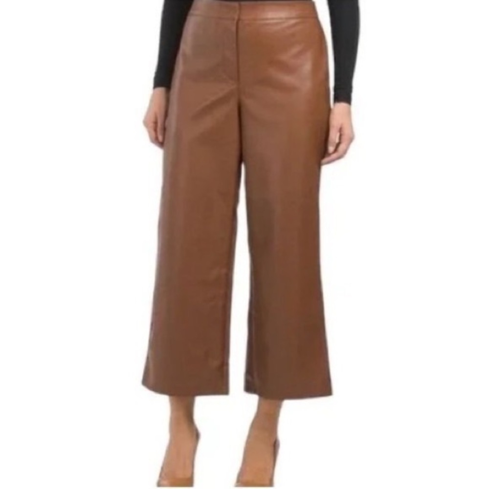 Bagatelle Collection Faux Leather Wide Leg Cropped Pants Size Small